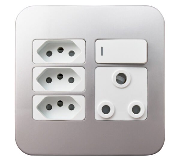 Veti Single Switched Plug Socket with 3 Euro Sockets 4x4 Whi â€” Builders Store SA