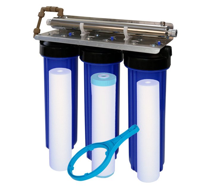 Pure Water 3 Stage Big Blue Filter System with UV Steriliser